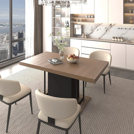 Rectangle extendable dining table for 6-10 people aged effect wood and black 160-200 cm Default -DTYStore