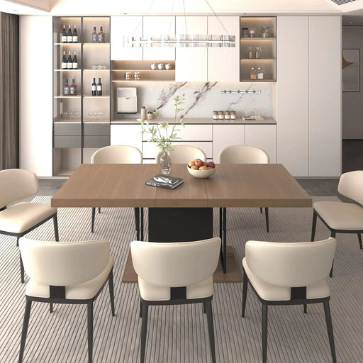 Rectangle extendable dining table for 6-10 people aged effect wood and black 160-200 cm Default -DTYStore