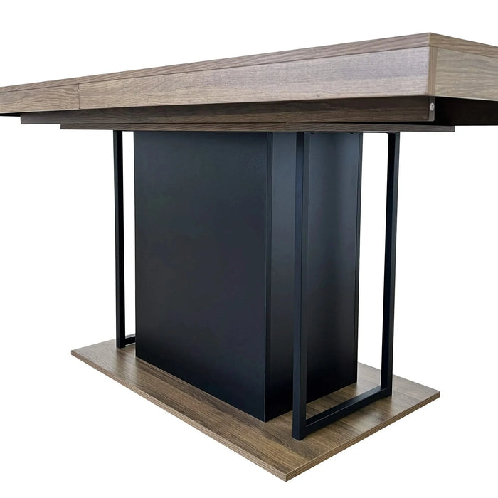 Rectangle extendable dining table for 6-10 people aged effect wood and black 160-200 cm Default -DTYStore