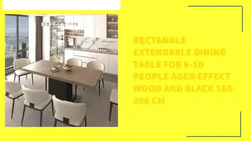 Rectangle extendable dining table for 6-10 people aged effect wood and black 160-200 cm Default -DTYStore