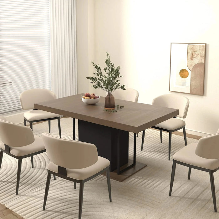 Rectangle extendable dining table for 6-10 people aged effect wood and black 160-200 cm Default -DTYStore