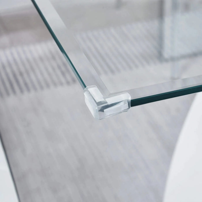 Rectangular Glass Top Dining Table, Modern Design Rectangular Room Table For Home (Black or White) Default -DTYStore