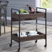 Rectangular Serving Cart with 2 Tier Shelf, Walnut and Black Default -DTYStore
