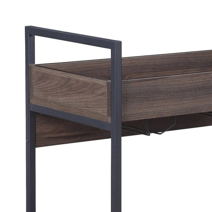 Rectangular Serving Cart with 2 Tier Shelf, Walnut and Black Default -DTYStore