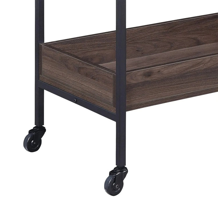 Rectangular Serving Cart with 2 Tier Shelf, Walnut and Black Default -DTYStore