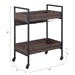 Rectangular Serving Cart with 2 Tier Shelf, Walnut and Black Default -DTYStore