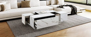 Rectangular Sliding Top Coffee Table with 2 Drawers and 2 Hidden Storage for Living Room 47.2' (White) Default -DTYStore