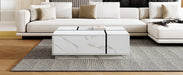 Rectangular Sliding Top Coffee Table with 2 Drawers and 2 Hidden Storage for Living Room 47.2' (White) Default -DTYStore