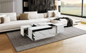 Rectangular Sliding Top Coffee Table with 2 Drawers and 2 Hidden Storage for Living Room 47.2' (White) Default -DTYStore