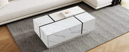 Rectangular Sliding Top Coffee Table with 2 Drawers and 2 Hidden Storage for Living Room 47.2' (White) Default -DTYStore