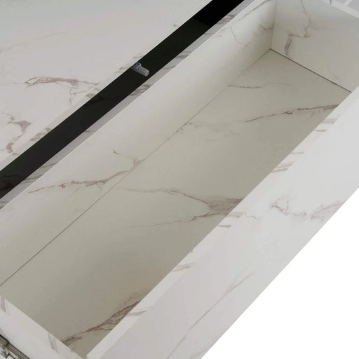 Rectangular Sliding Top Coffee Table with 2 Drawers and 2 Hidden Storage for Living Room 47.2' (White) Default -DTYStore