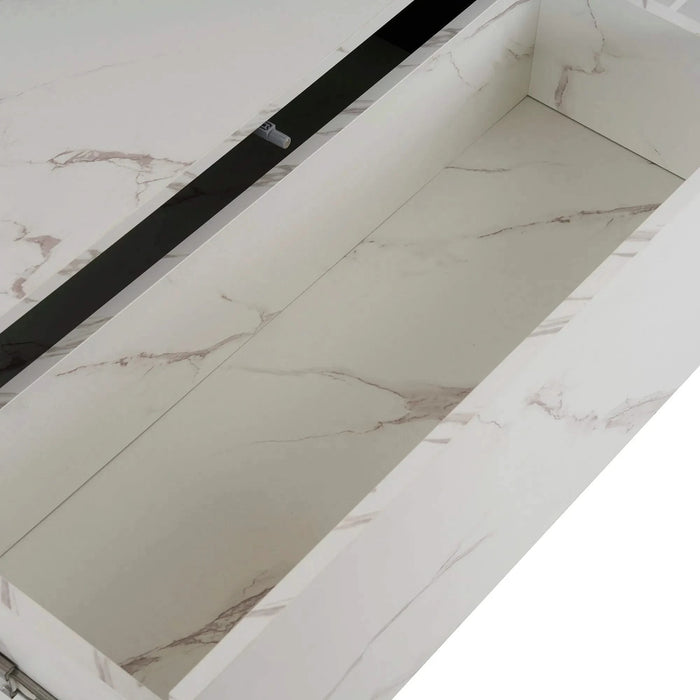 Rectangular Sliding Top Coffee Table with 2 Drawers and 2 Hidden Storage for Living Room 47.2' (White) Default -DTYStore