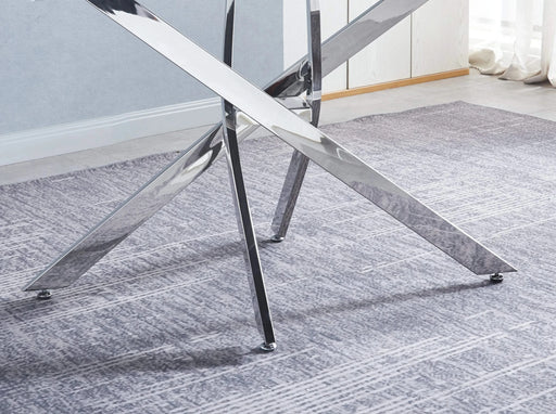 Rectangular Tempered Glass Dining Table, Modern Dining Room Interior Design, For 6 People Default -DTYStore