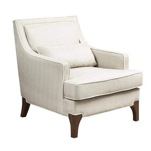 Refined Style Arm Chair with Cream Upholstery and Dark Coffee Wood Finish Default -DTYStore