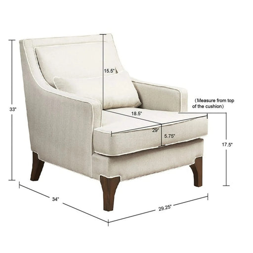Refined Style Arm Chair with Cream Upholstery and Dark Coffee Wood Finish Default -DTYStore