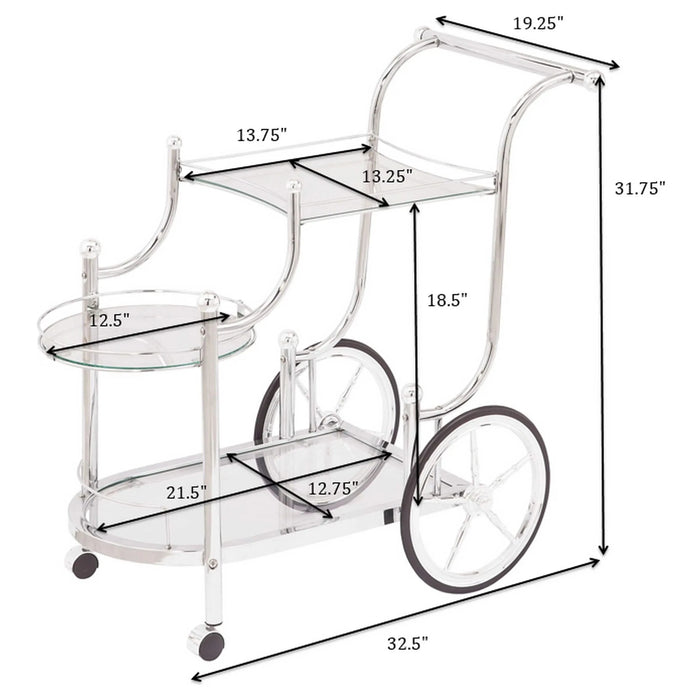 Reia Chrome 3-Tier Serving Cart with Casters Default -DTYStore