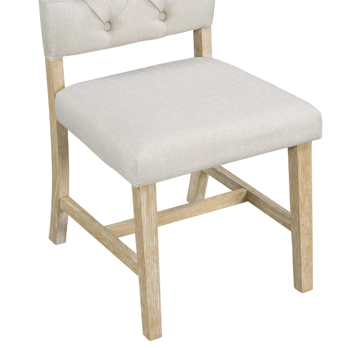 Retro 5-Piece Dining Set with Extendable Round Table and 4 Upholstered Chairs, Natural Wood Finish Default -DTYStore