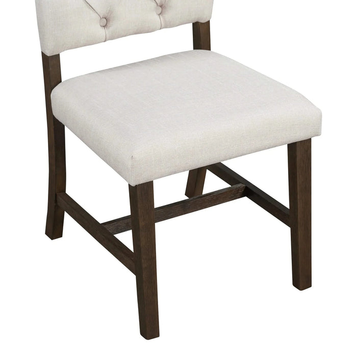 Retro Dining Set with Extendable Round Table and Upholstered Chairs, Walnut Finish, Solid Wood Construction Default -DTYStore