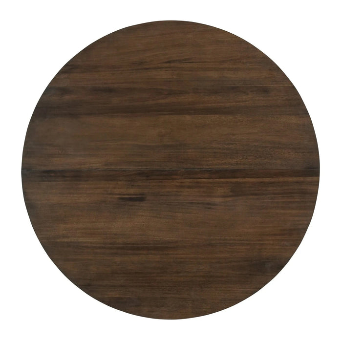 Retro Dining Set with Extendable Round Table and Upholstered Chairs, Walnut Finish, Solid Wood Construction Default -DTYStore