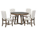 Retro Dining Set with Extendable Round Table and Upholstered Chairs, Walnut Finish, Solid Wood Construction Default -DTYStore