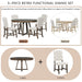Retro Dining Set with Extendable Round Table and Upholstered Chairs, Walnut Finish, Solid Wood Construction Default -DTYStore