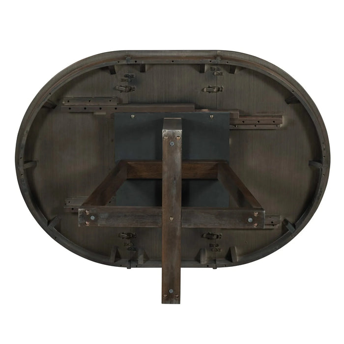 Retro Dining Set with Extendable Round Table and Upholstered Chairs, Walnut Finish, Solid Wood Construction Default -DTYStore