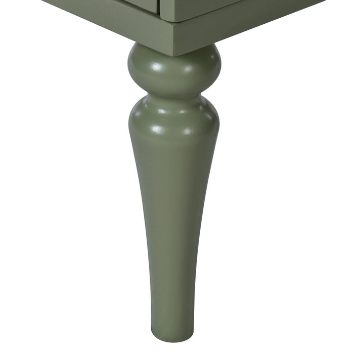 Retro Style 30'' Bathroom Vanity with Ceramic Sink Combo, Freestanding Single Vanity with 2 Drawers, Solid Wood Frame Bathroom Storage Cabinet, Green Default -DTYStore