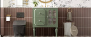 Retro Style 30'' Bathroom Vanity with Ceramic Sink Combo, Freestanding Single Vanity with 2 Drawers, Solid Wood Frame Bathroom Storage Cabinet, Green Default -DTYStore