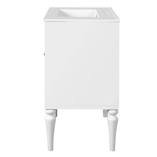 Retro Style 30'' Bathroom Vanity with Ceramic Sink Combo, Freestanding Single Vanity with 2 Drawers, Solid Wood Frame Bathroom Storage Cabinet, White Default -DTYStore