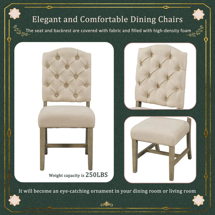 Retro Style Dining Chair Set with 4 Upholstered Chairs for Dining Room and Living Room (Natural Wood Wash) Default -DTYStore