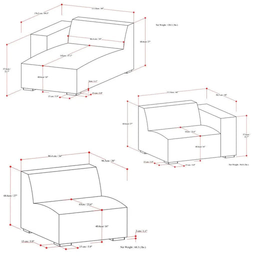 Rex 2 Seater Sofa and Left Chaise Default -DTYStore