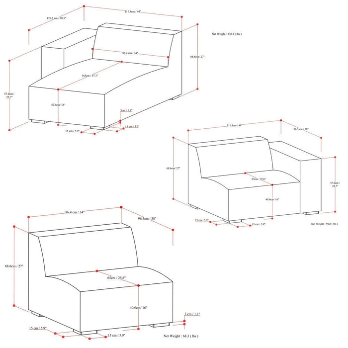 Rex 2 Seater Sofa and Left Chaise Default -DTYStore