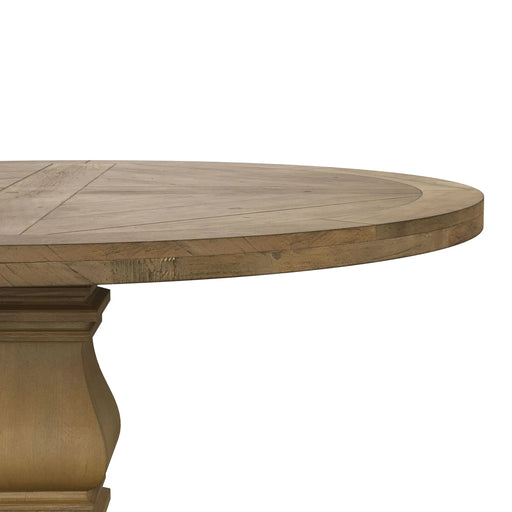 Rhea Rustic Honey Round Wood Dining Table Default -DTYStore