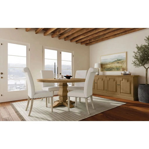 Rhea Rustic Honey Round Wood Dining Table Default -DTYStore