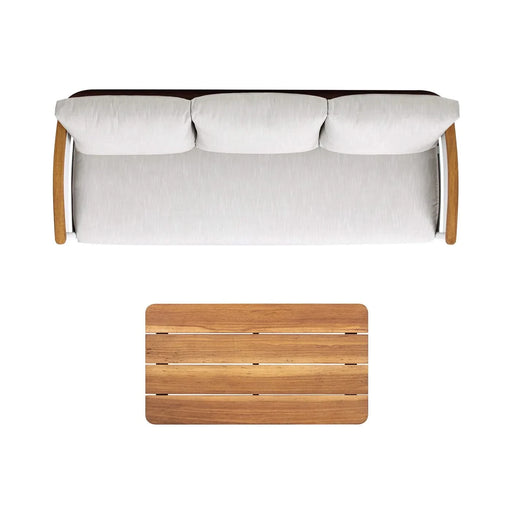 Rhodes 2pc Teak & Aluminum Outdoor Sofa and Coffee Table Set Default -DTYStore