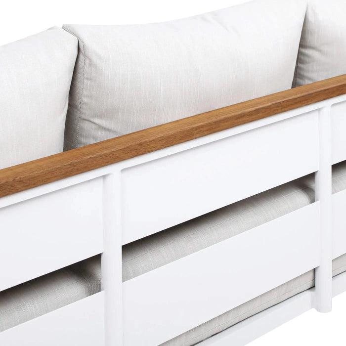 Rhodes 2pc Teak & Aluminum Outdoor Sofa and Coffee Table Set Default -DTYStore