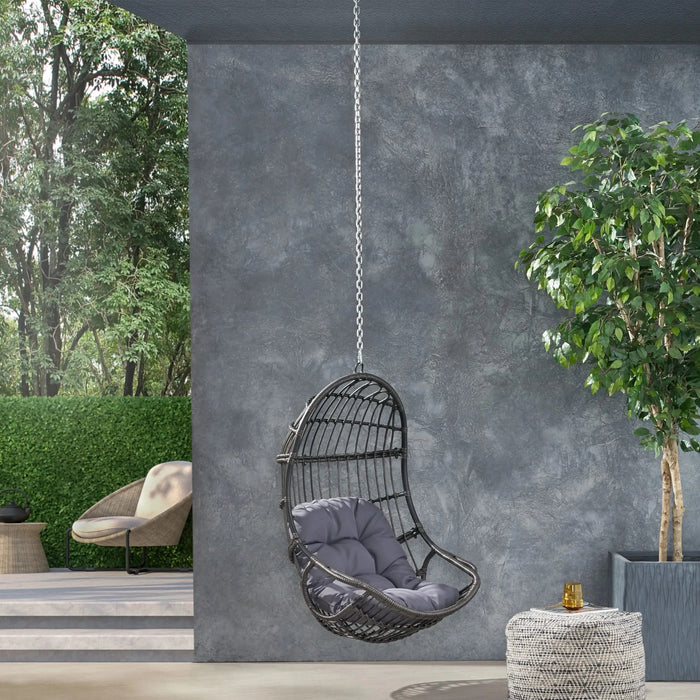 Richards Outdoor/Indoor Wicker Hanging Chair,Grey Default -DTYStore