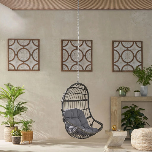 Richards Outdoor/Indoor Wicker Hanging Chair,Grey Default -DTYStore