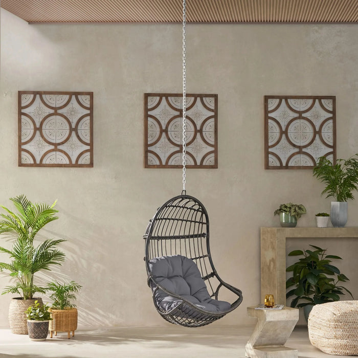 Richards Outdoor/Indoor Wicker Hanging Chair,Grey Default -DTYStore