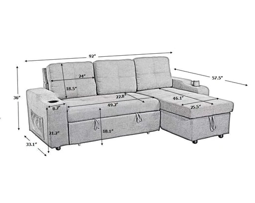 Right-facing sectional sofa with footrest, convertible corner sofa with armrest storage, living room and apartment sectional sofa, right chaise longue and dark grey Default -DTYStore
