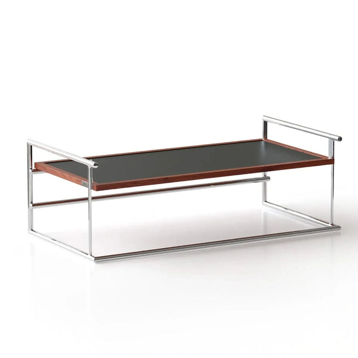 Rio coffee table Bauhaus living room small apartment tea table designer retro solid wood stainless steel tea table coffee table Default -DTYStore