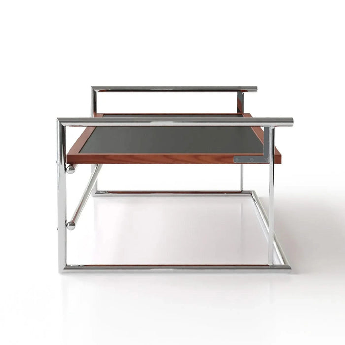 Rio coffee table Bauhaus living room small apartment tea table designer retro solid wood stainless steel tea table coffee table Default -DTYStore