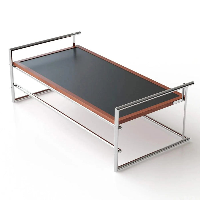 Rio coffee table Bauhaus living room small apartment tea table designer retro solid wood stainless steel tea table coffee table Default -DTYStore
