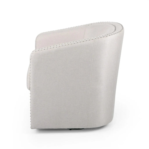 Riverbed Upholstered Swivel Chair with Nailhead Trim and Sloped Arms, Wheat Default -DTYStore