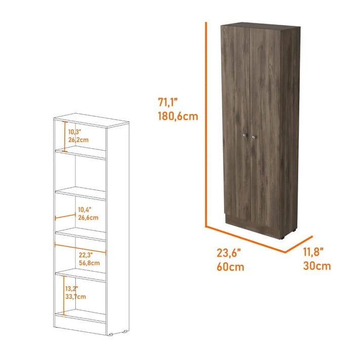 Roblar 8-Shelf 2-Door 2-piece Kitchen Set, Kitchen Island and Pantry Cabinet Dark Brownand Onyx Default -DTYStore