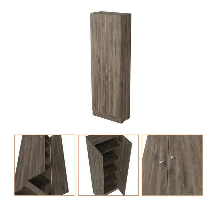 Roblar 8-Shelf 2-Door 2-piece Kitchen Set, Kitchen Island and Pantry Cabinet Dark Brownand Onyx Default -DTYStore