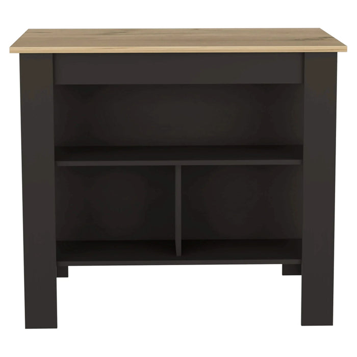 Rockaway 3-Shelf Kitchen Island Black Wengue and Light Oak Default -DTYStore