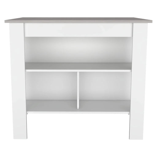 Rockaway 3-Shelf Kitchen Island White and Ibiza Marble Default -DTYStore