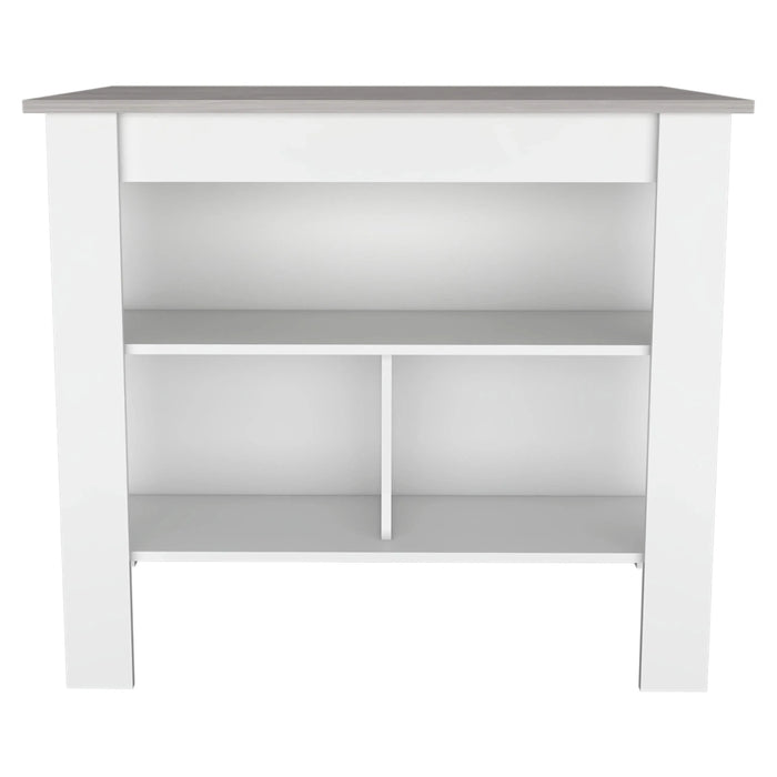 Rockaway 3-Shelf Kitchen Island White and Ibiza Marble Default -DTYStore