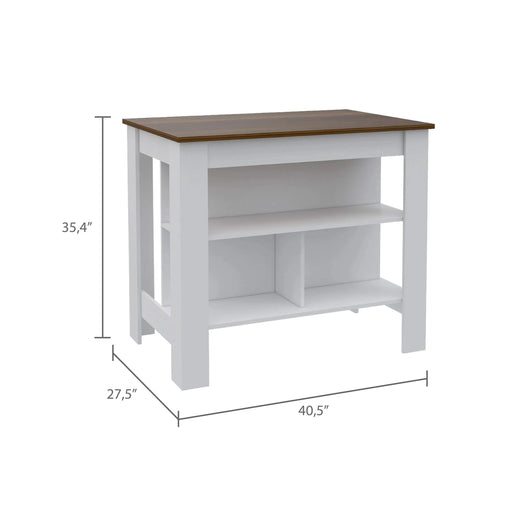 Rockaway 3-Shelf Kitchen Island White and Walnut Default -DTYStore